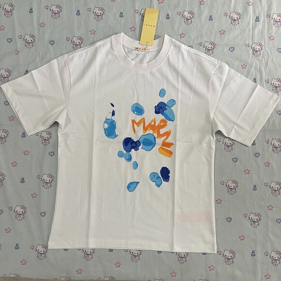 Marni Logo Cotton Crewneck T-Shirt Size S - Picture 1 of 7